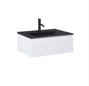 Zestaw Oltens Vernal umywalka z szafką 60 cm czarny mat/biały połysk 68005000