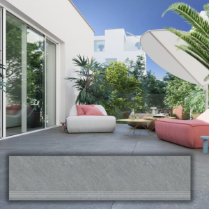 Stopnica gresowa Signum Grey 120x30x2cm ryflowana antypoślizgowa