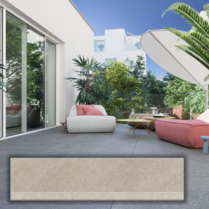 Stopnica gresowa Signum Beige 120x30x2cm ryflowana antypoślizgowa