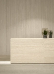 Płytka wielkoformatowa Laminam Travertino Bianco Bocciardato – zbliżenie powierzchni