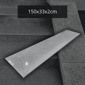 Stopnica antypoślizgowa granitowa szara G603 polerowana Bianco Cristal 150x33x2cm Schody Granitowe
