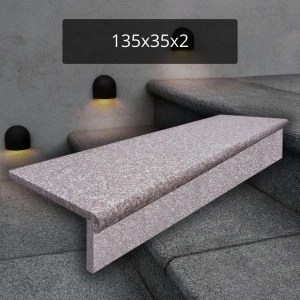 Zestaw Stopnica granitowa z podstopnicą 15cm G664 Bullnose 135x35x2