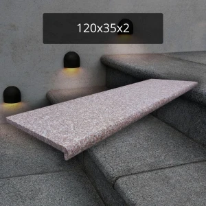 Stopień granitowy brązowy z noskiem G664 Bullnose 120x35x2 płomieniowany