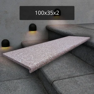 Stopień granitowy Brąz Królewski G664 Bullnose 100x35x2 płomieniowany
