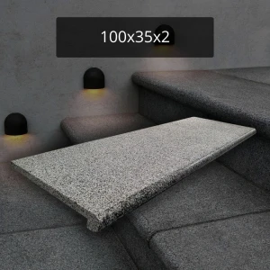 Stopień granitowy antracytowy G654 New Padang Dark  Bullnose 100x35x2 płomieniowany