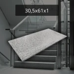 Płytka schodowa granitowa G603 szara antypoślizgowa ryflowana  polerowana Bianco Cristal 30,5x61x1