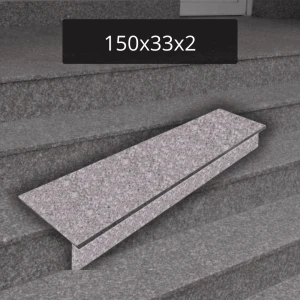 Komplet Stopnica i podstopnica granitowa brąz królewski G664 płomieniowana 150x33x2cm
