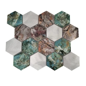 Mozaika Metaliczna Allumi Hexagon Patina 73 30x26 cm