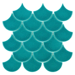 Mozaika rybia łuska turkusowa DUNIN Mini Fish Scale Bali – gres 29,6x30 cm