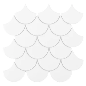 Mozaika rybia łuska biała DUNIN Mini Fish Scale White – gres 29,6x30 cm