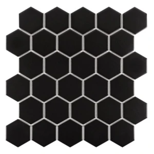 Mozaika gresowa DUNIN Hexagon Black 51 matt – czarna heksagon 28x27,1 cm