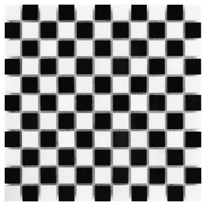 Mozaika marmurowa DUNIN Pure B&W Mix 25 – czarno-biała szachownica 30,5x30,5 cm