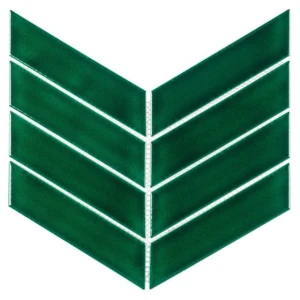 Royal Chevron Vert – zielona mozaika gresowa w jodełkę francuską | DUNIN