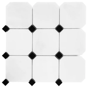 Pure B&W Octagon 100 – marmurowa mozaika biało-czarna oktagon | DUNIN