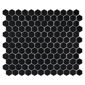 Mini Hexagon Black – czarna mozaika gresowa heksagon błyszcząca | DUNIN