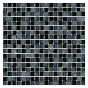 Aurora Graphite 15 – mozaika szklano-kamienna grafitowa 15x15 mm | DUNIN
