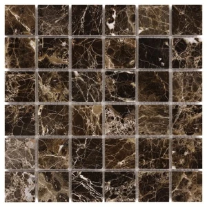 Emperador 48 – Marmurowa Mozaika Polerowana Kwadratowa 48x48 mm Travertine + Emperador