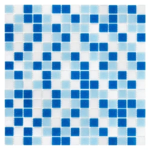 QMX Blue – Błyszcząca Szklana Mozaika Mix Błękitów i Bieli do Basenów i SPA