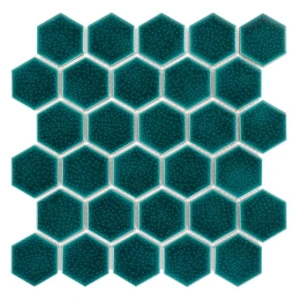 Hexagon Maui 51 – Zielone Gresowe Płytki Heksagonalne z Efektem Pęknięć | DUNIN