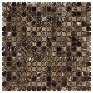Emperador 15 – Brązowa Marmurowa Mozaika Kwadratowa 15x15 mm | DUNIN