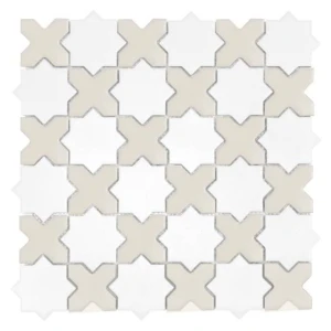 Star&Cross White Mix matt – Mozaika Gresowa w Stylu Marokańskim, Biało-Beżowa | DUNIN x HOUSE LOVES