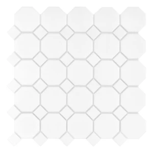 Mini Octagon White 55 matt – Biała Mozaika Gresowa Oktagon, Matowa | DUNIN Arabesco