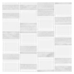 Allumi Piano White 73 – Metalowa Mozaika Ścienna, Aluminium i Szkło, Prostokątna | DUNIN Metallic