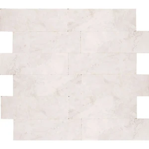 Płytka marmurowa Bębnowana Szlifowana Royal White 10x30,5x1 cm