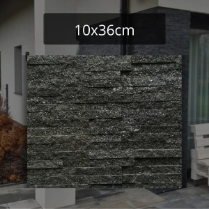 Kamień elewacyjny-dekoracyjny kwarcytowy czarny Stackstone Black 10x36x0,8-1,3 cm