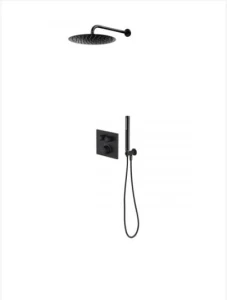 Zestaw Oltens Onega (S) bateria podtynkowa z deszczownicą 22 cm Atran i kompletem prysznicowym Ume czarny mat 36623300