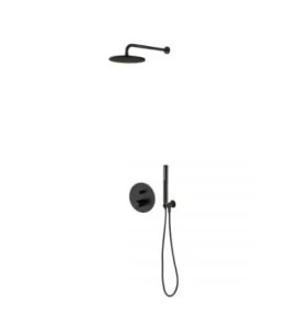 Zestaw Oltens Hamnes bateria podtynkowa z deszczownicą 22 cm Atran i kompletem prysznicowym Ume czarny mat 36615300