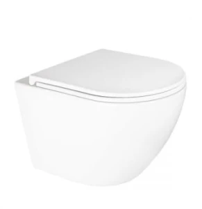 Zestaw Oltens Hamnes Kort Stille miska WC wisząca PureRim z powłoką SmartClean z deską wolnoopadającą biały 42525000