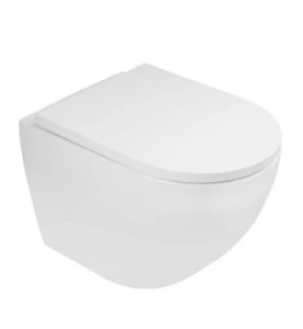 Zestaw Oltens Hamnes Stille miska WC wisząca PureRim z powłoką SmartClean z deską wolnoopadającą Ovan Slim biały 42522000