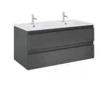 Oltens Vernal szafka 120 cm podumywalkowa wisząca z umywalką grafit mat/biały połysk 68464400