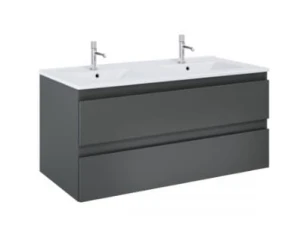 Oltens Vernal szafka 120 cm podumywalkowa wisząca z umywalką grafit mat/biały połysk 68464400