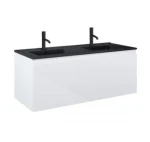 Oltens Vernal umywalka z szafką 120 cm biały połysk/czarny mat 68035000