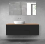 Oltens Vernal zestaw mebli łazienkowych 140 cm z blatem czarny mat/dąb 68264300