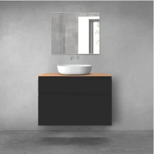 Oltens Vernal zestaw mebli łazienkowych 100 cm z blatem czarny mat/dąb 68224300