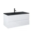 Zestaw Oltens Vernal umywalka z szafką 100 cm czarny mat/biały połysk 68038000
