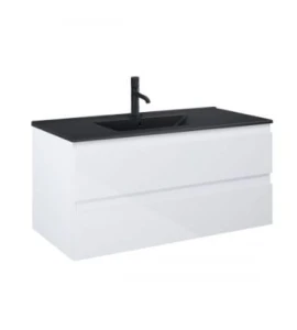 Zestaw Oltens Vernal umywalka z szafką 100 cm czarny mat/biały połysk 68038000