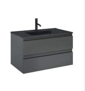 Zestaw Oltens Vernal umywalka z szafką 80 cm czarny mat/grafit mat 68037400