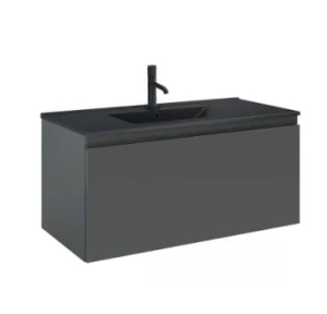 Zestaw Oltens Vernal umywalka z szafką 100 cm czarny mat/grafit mat 68017400