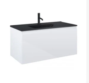 Zestaw Oltens Vernal umywalka z szafką 100 cm czarny mat/biały połysk 68017000