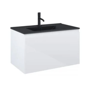 Zestaw Oltens Vernal umywalka z szafką 80 cm czarny mat/biały połysk 68015000