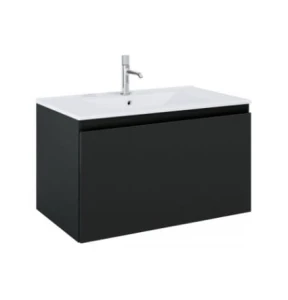 Zestaw Oltens Vernal umywalka z szafką 80 cm biały/czarny mat 68014300