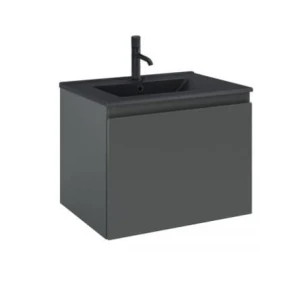 Zestaw Oltens Vernal umywalka z szafką 60 cm czarny mat/grafit mat 68013400