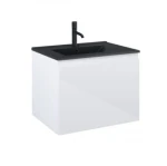 Zestaw Oltens Vernal umywalka z szafką 60 cm czarny mat/biały połysk 68013000