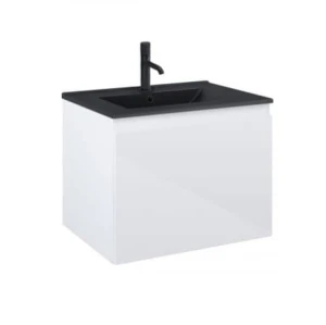 Zestaw Oltens Vernal umywalka z szafką 60 cm czarny mat/biały połysk 68013000