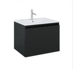 Zestaw Oltens Vernal umywalka z szafką 60 cm biały połysk/czarny mat 68012300