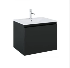 Zestaw Oltens Vernal umywalka z szafką 60 cm biały połysk/czarny mat 68012300